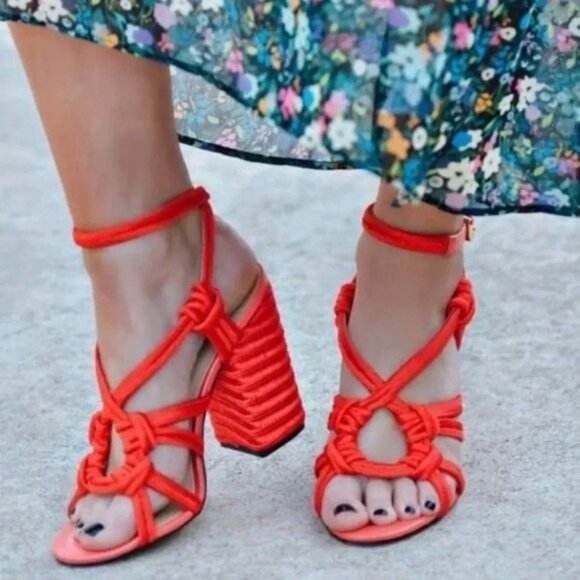 NWOT Cabi Tiptoe Sandal – Red Hibiscus – Women’s Size 7 – Rope Block Heel - Picture 3 of 12